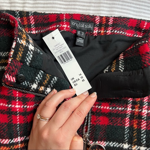 Long Tall Sally Zip-Front Tartan Plaid Skirt Size US 10 Tall - Picture 2 of 3